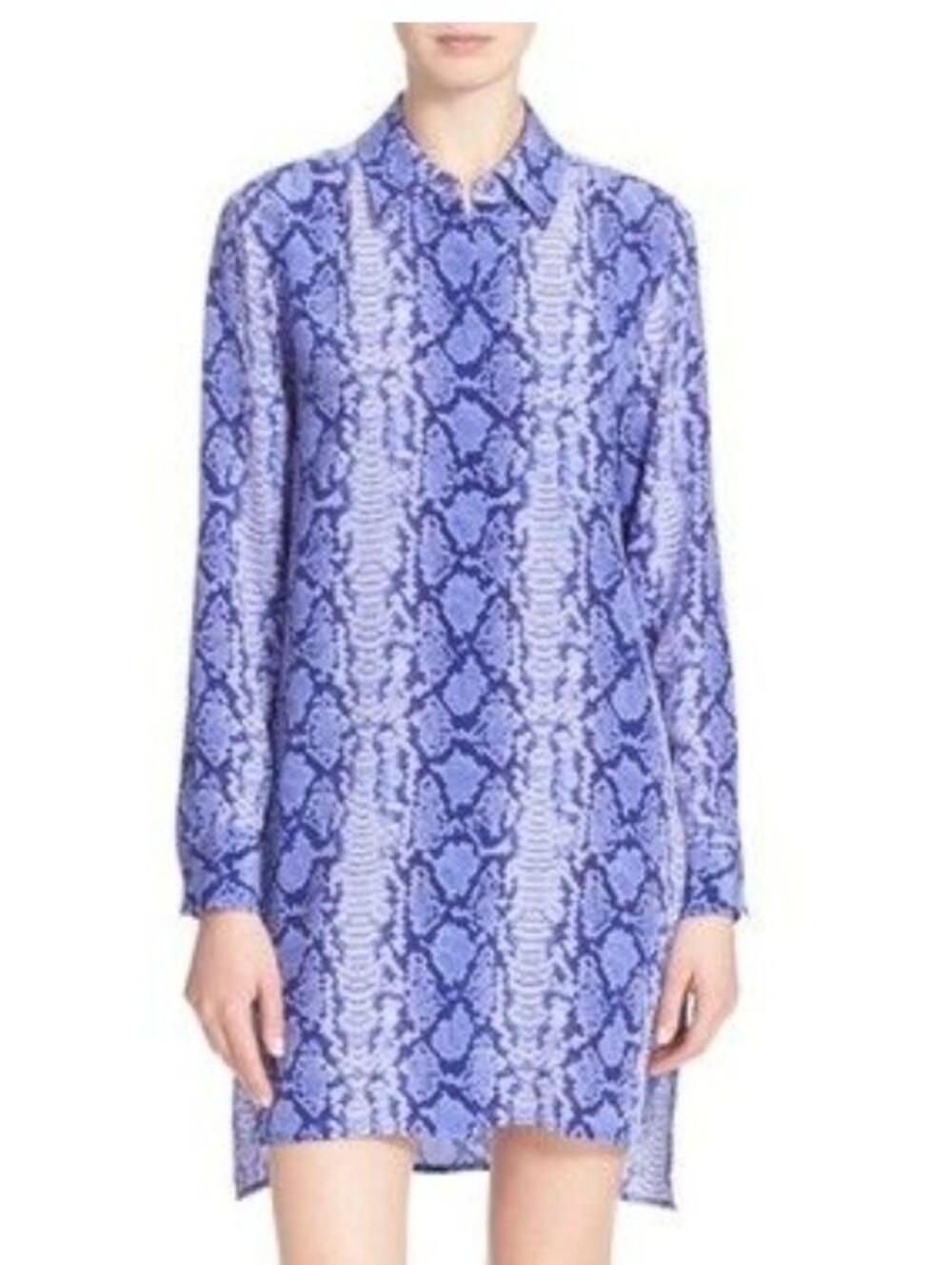 Equipment Femme Python Silk Shirtdress Purple Mini Snake Button Front Women's L